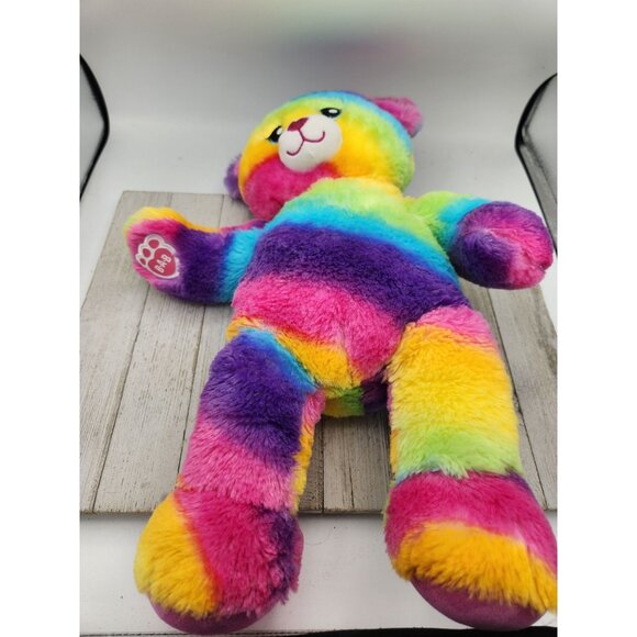 Build A Bear rainbow teddy colorful 16" Plush Soft Stuffed Animal BAB - Picture 2 of 6